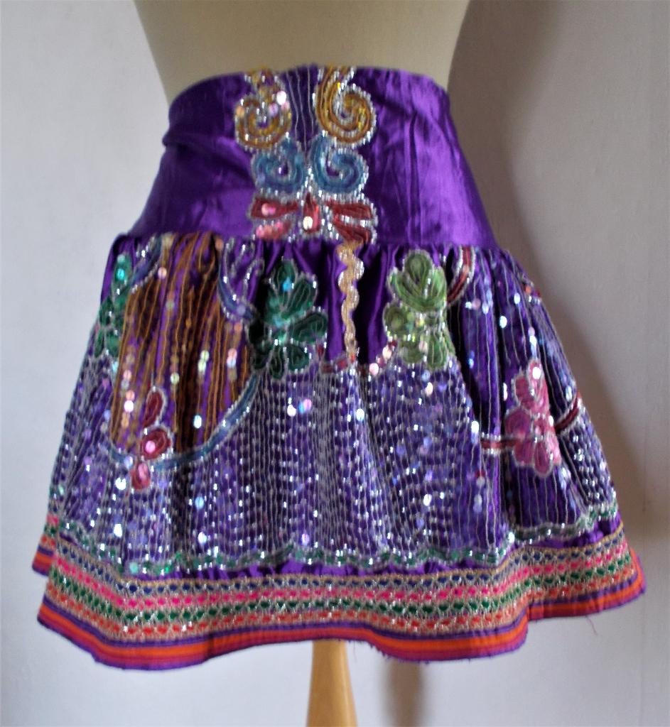 Prachtig bewerkt hippie/festival rokje van Moksha Ibiza! L, Overige kleuren, Verzenden, Maat 42/44 (L), Zo goed als nieuw