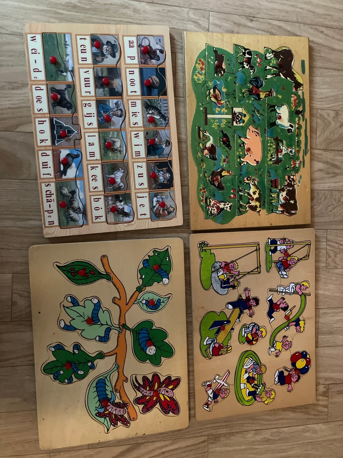 Houten puzzels voor kinderen - 4 stuks, 2 tot 4 jaar, Gebruikt, 10 tot 50 stukjes, Ophalen of Verzenden