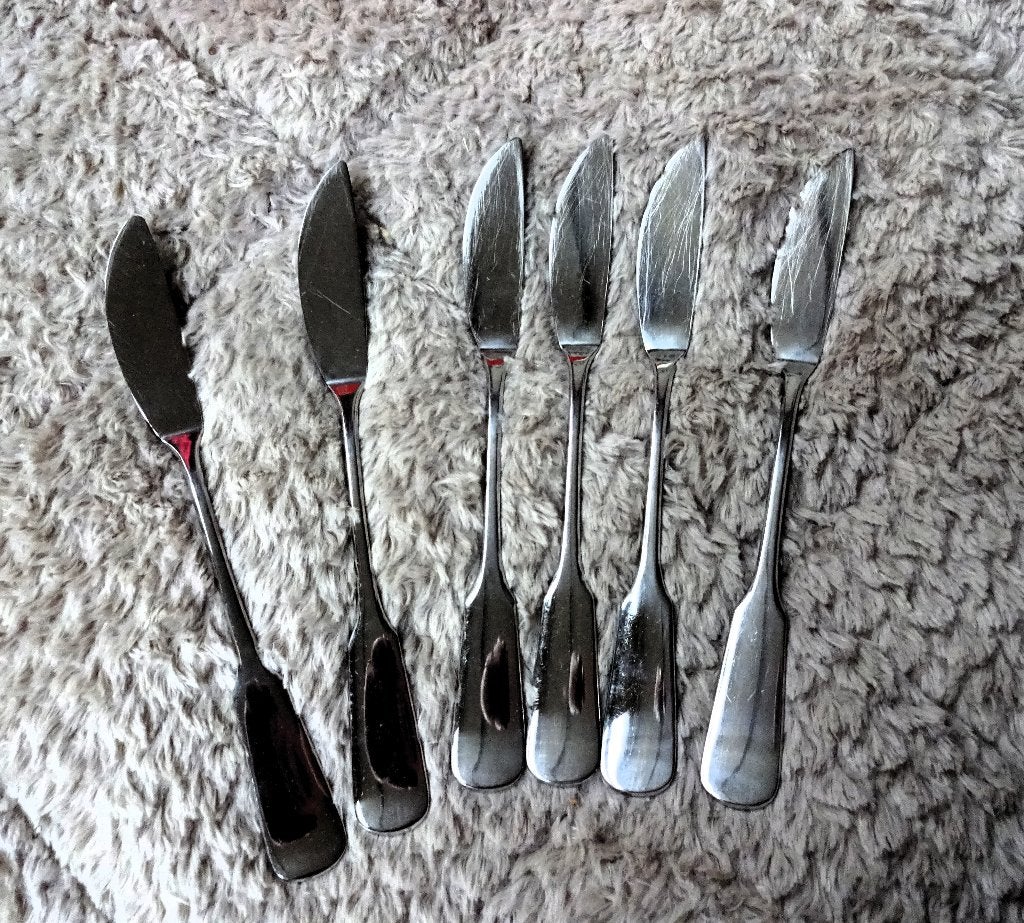 6 Wilkens vis bestek messen +/- 21 cm, Huis en Inrichting, Keuken | Bestek, Gebruikt, Verzenden, Bestekset, Rvs of Chroom