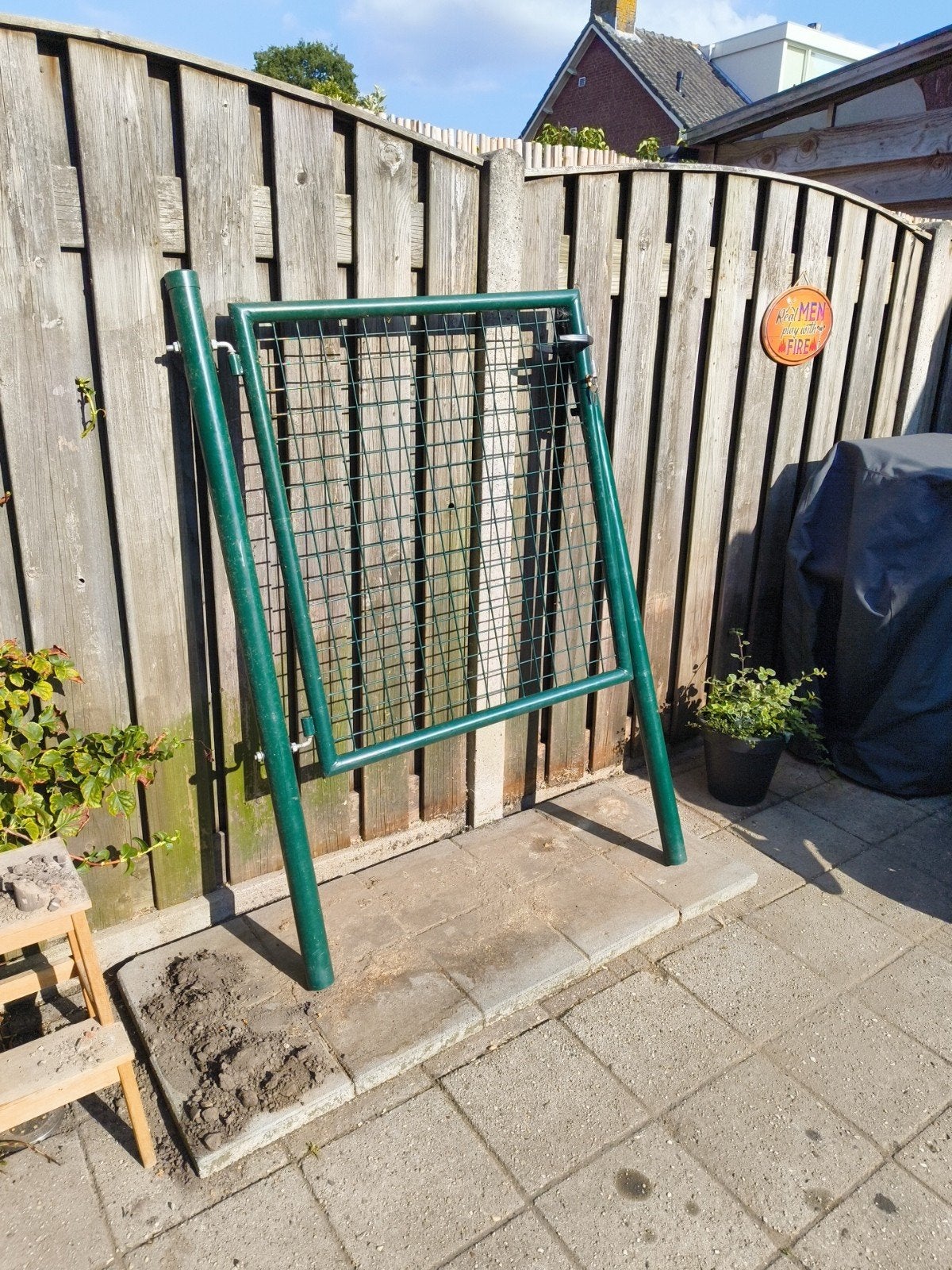 Groen hekwerk met poortje - 100x100 cm, Ophalen, Met poort, Gebruikt, Gaashekwerk