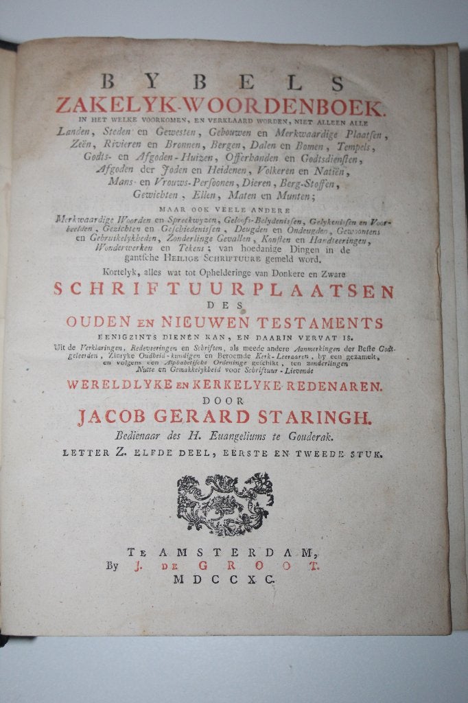 Bybels Zakelyk Woordenboek … door Jacob Gerard Staringh (Z), Ophalen of Verzenden