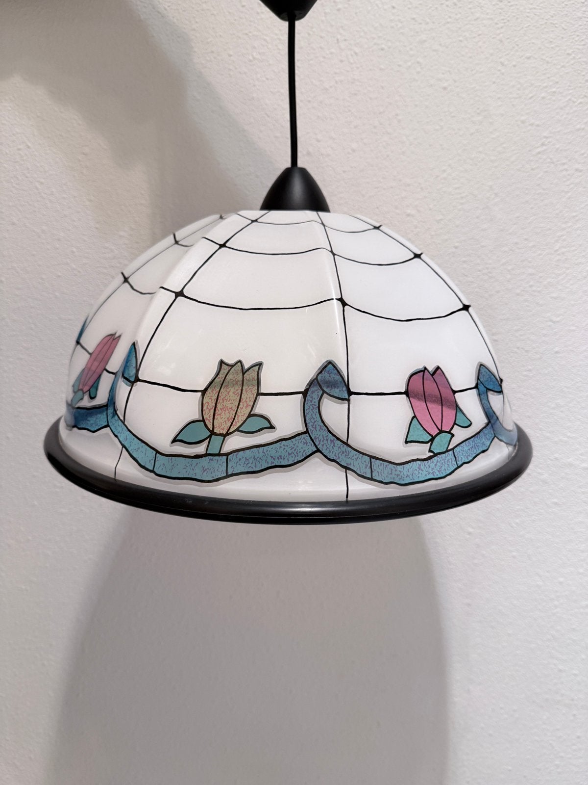 Vintage Tiffany hanglamp - Kunstof, Vintage, Vintage, Ophalen of Verzenden, Zo goed als nieuw