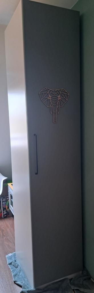IKEA PAX Kledingkast wit met grijsgroene deur, Ophalen, Gebruikt, Met deur(en), 200 cm of meer