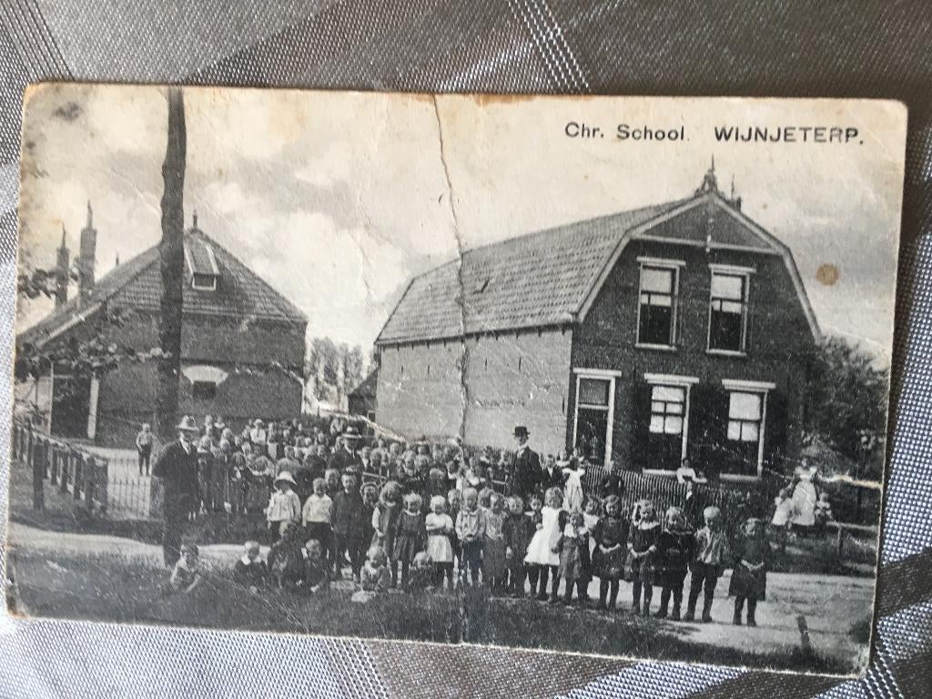 Vroege ansichtkaart van de Chr. School Wijnjeterp, Verzamelen, Ansichtkaarten | Nederland, Ophalen of Verzenden, Voor 1920, Gelopen