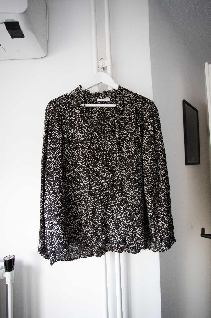 Zwarte blouse met patroon By Bar maat L, By bar, Zwart, Maat 42/44 (L), Ophalen of Verzenden