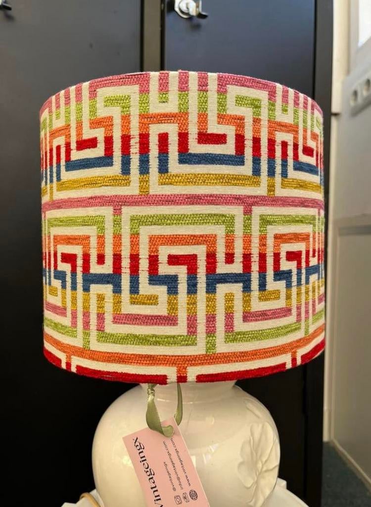 Super leuke en unieke vintage lampenkap! Kleurrijk en nieuw, Ophalen of Verzenden, Zo goed als nieuw, Rond, Minder dan 25 cm