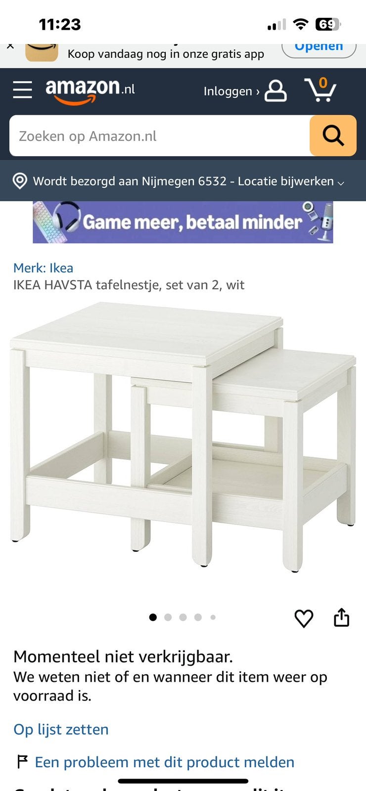 Havsta ikea salontafel, Ophalen, 100 tot 150 cm, 50 tot 100 cm, Zo goed als nieuw