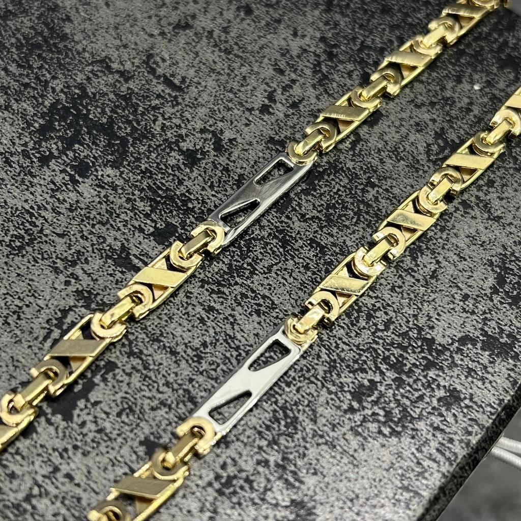 14k gouden ketting valentino schakel massief italy, Ophalen of Verzenden, Nieuw, Goud