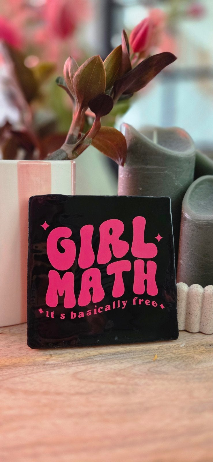 Tegeltje met tekst "Girl Math" - Personaliseerbaar, Zwart, Nieuw, Ophalen of Verzenden, Modern