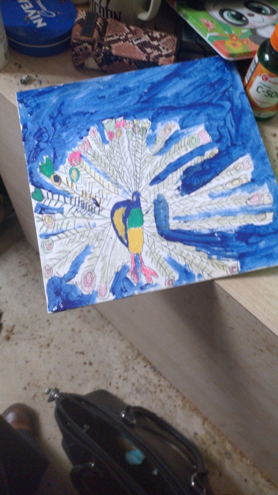Kleurrijke Pauw Schilderij - Handgeschilderd, Ophalen