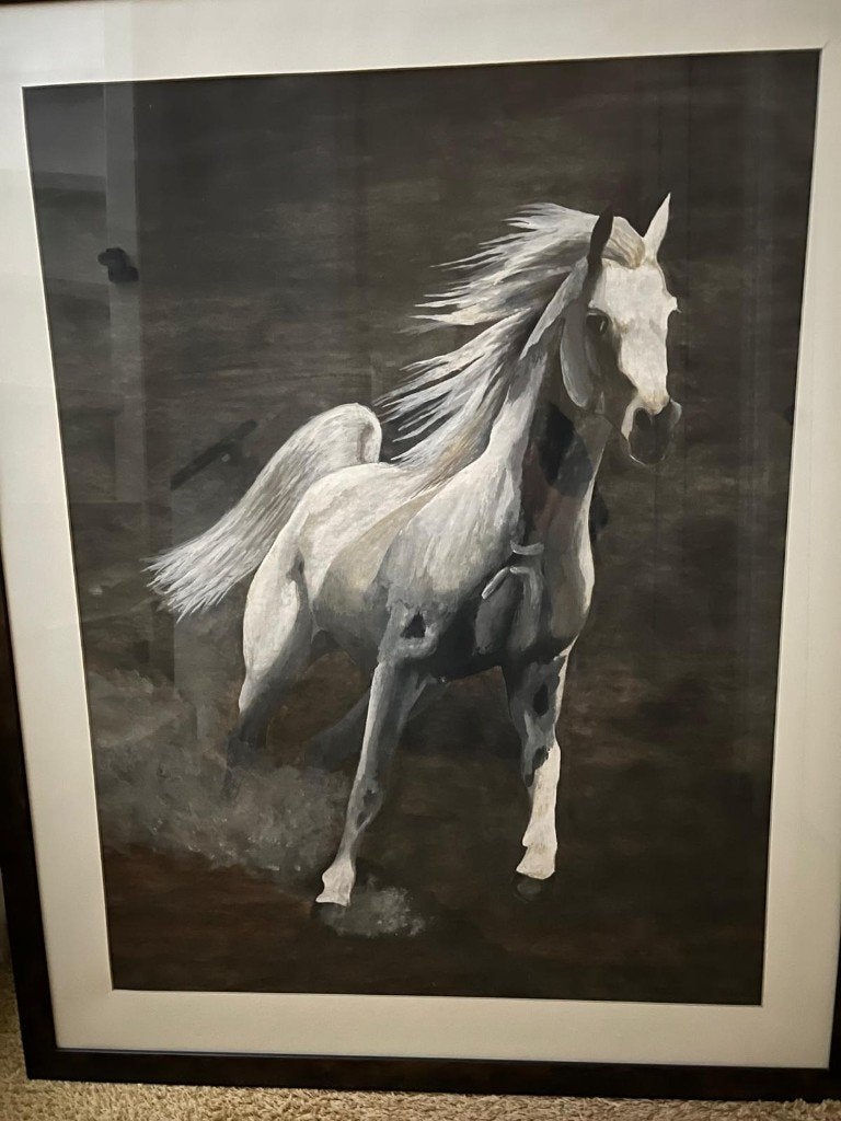 Schilderij van een Arabische Volbloed, Antiek en Kunst, Ophalen, Pastel, Papier/karton, Dieren
