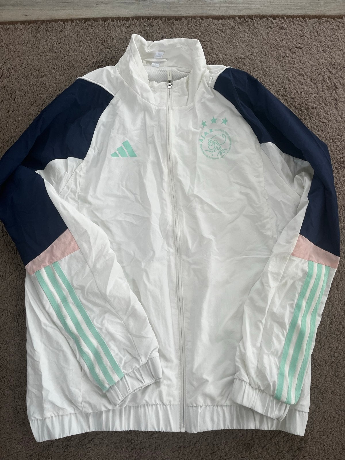 Ajax Adidas trainingsjack maat L, Maat 38/40 (M), Wit, Overige typen, Ophalen of Verzenden