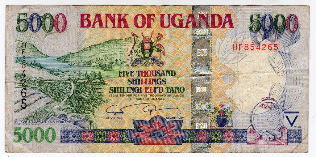 Oeganda 5000 Shilling 2008 vf, Verzenden, Overige landen, Los biljet