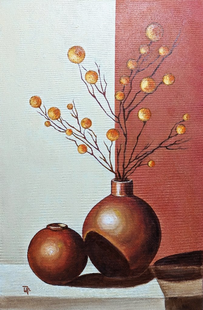 "Stilleven", Antiek en Kunst, Handgeschilderd, Stilleven, Verzenden, Olieverf