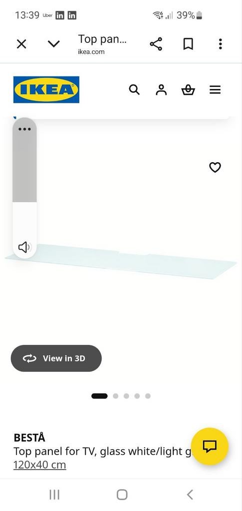 IKEA BESTÅ Top panel 180x40 cm, Ophalen, Overige materialen, Gebruikt, 150 tot 200 cm