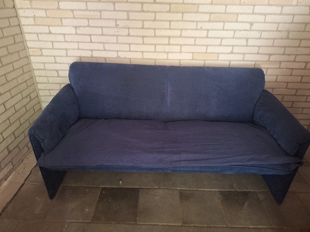 Leolux 2,5 zits bank blauw alcantar, Ophalen, Gebruikt, 150 tot 200 cm, Driepersoons