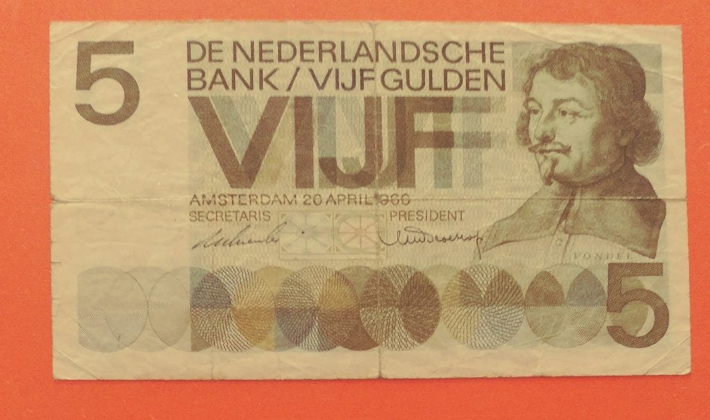 Bankbiljet 5 gld.1966 Invulserie Z, blauwe UV, cat. PL22.d1, Postzegels en Munten, Verzenden, 5 gulden, Los biljet