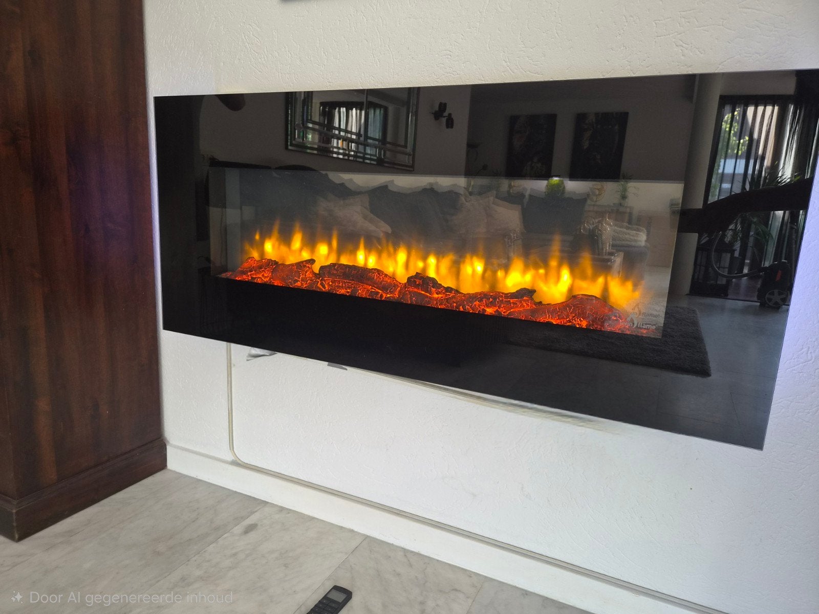 Moderne elektrische haard met afstandsbediening, Huis en Inrichting, Ophalen of Verzenden, Gebruikt, Hangende haard, Elektrische haard