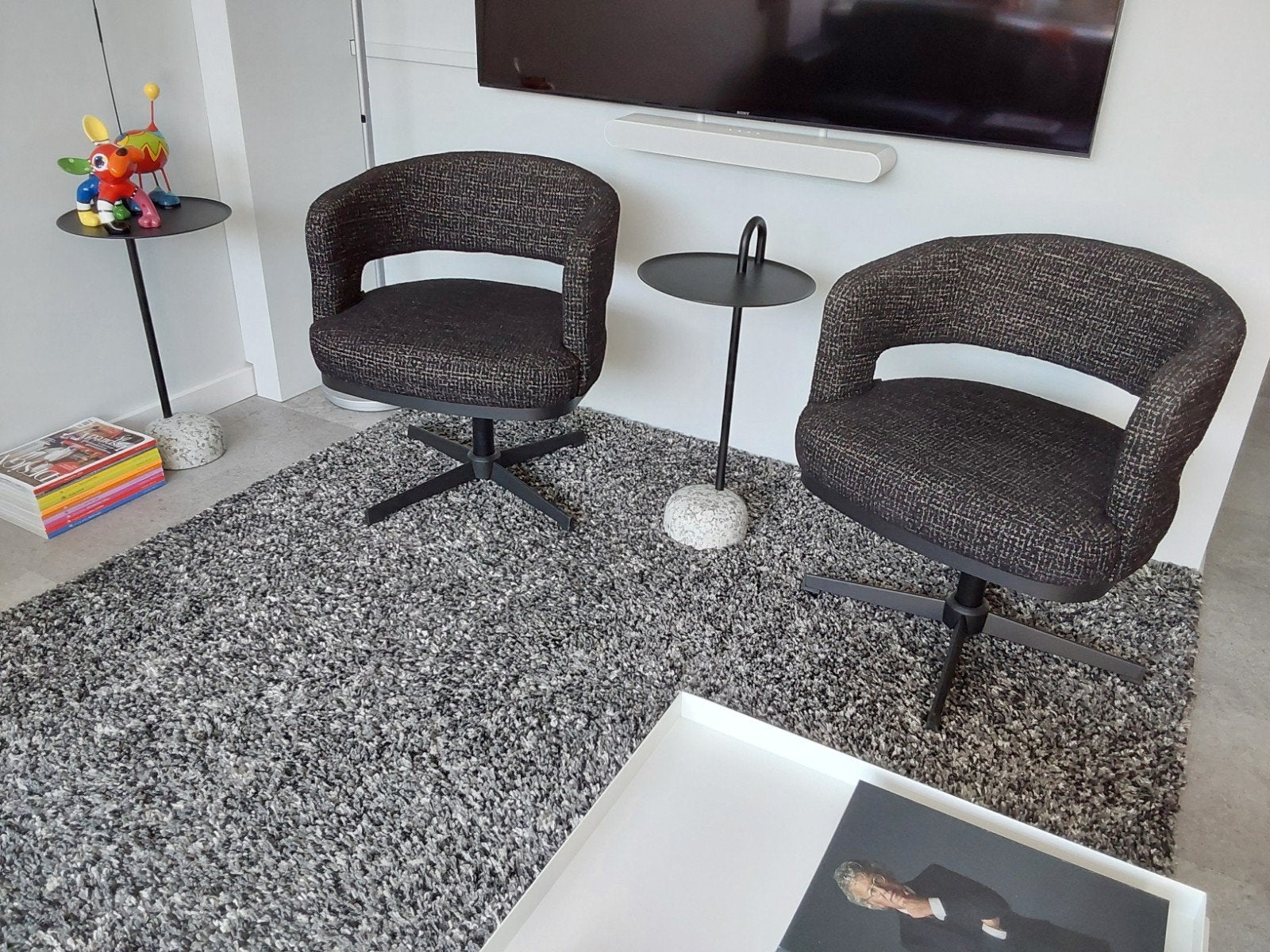 Fauteuil draaibaar op kruisvoet  ( aantal 2 ), Huis en Inrichting, Fauteuils, Ophalen, Minder dan 75 cm, Zo goed als nieuw, Stof