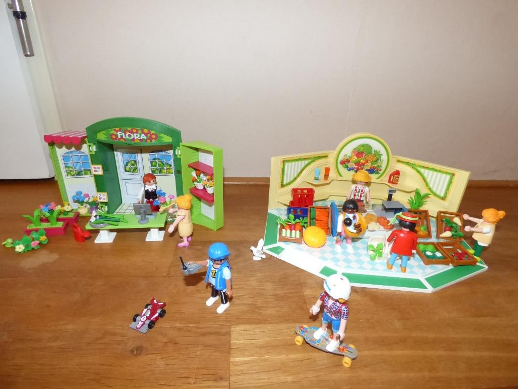 Playmobil bloemenwinkel 5639 + Playmobil kruidenier 9403, Ophalen of Verzenden, Zo goed als nieuw, Complete set