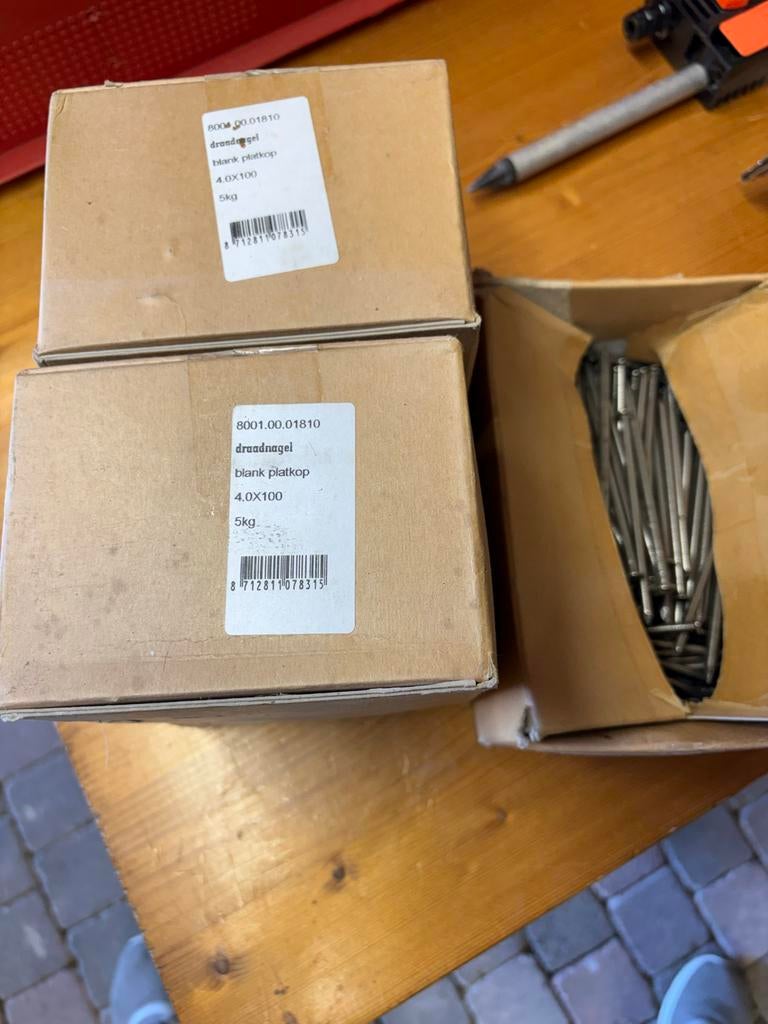 Draadnagels blank platkop 4.0x100 - 5kg dozen, Ophalen of Verzenden, Nieuw, 100 tot 250 mm, Spijkers