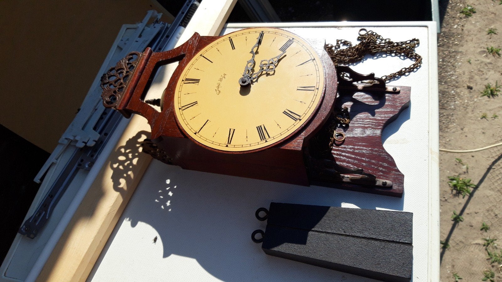 Antieke Tempus Fugit wandklok van Eugène van Baal, Ophalen of Verzenden