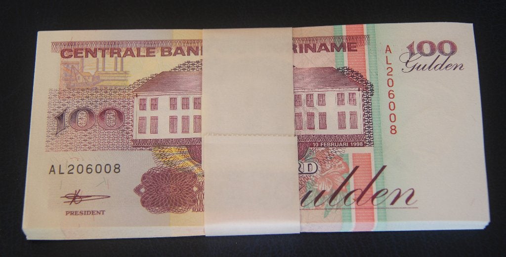 bundel van 91 stuks 100 gulden biljetten suriname UNC, Ophalen of Verzenden, Zuid-Amerika, Setje