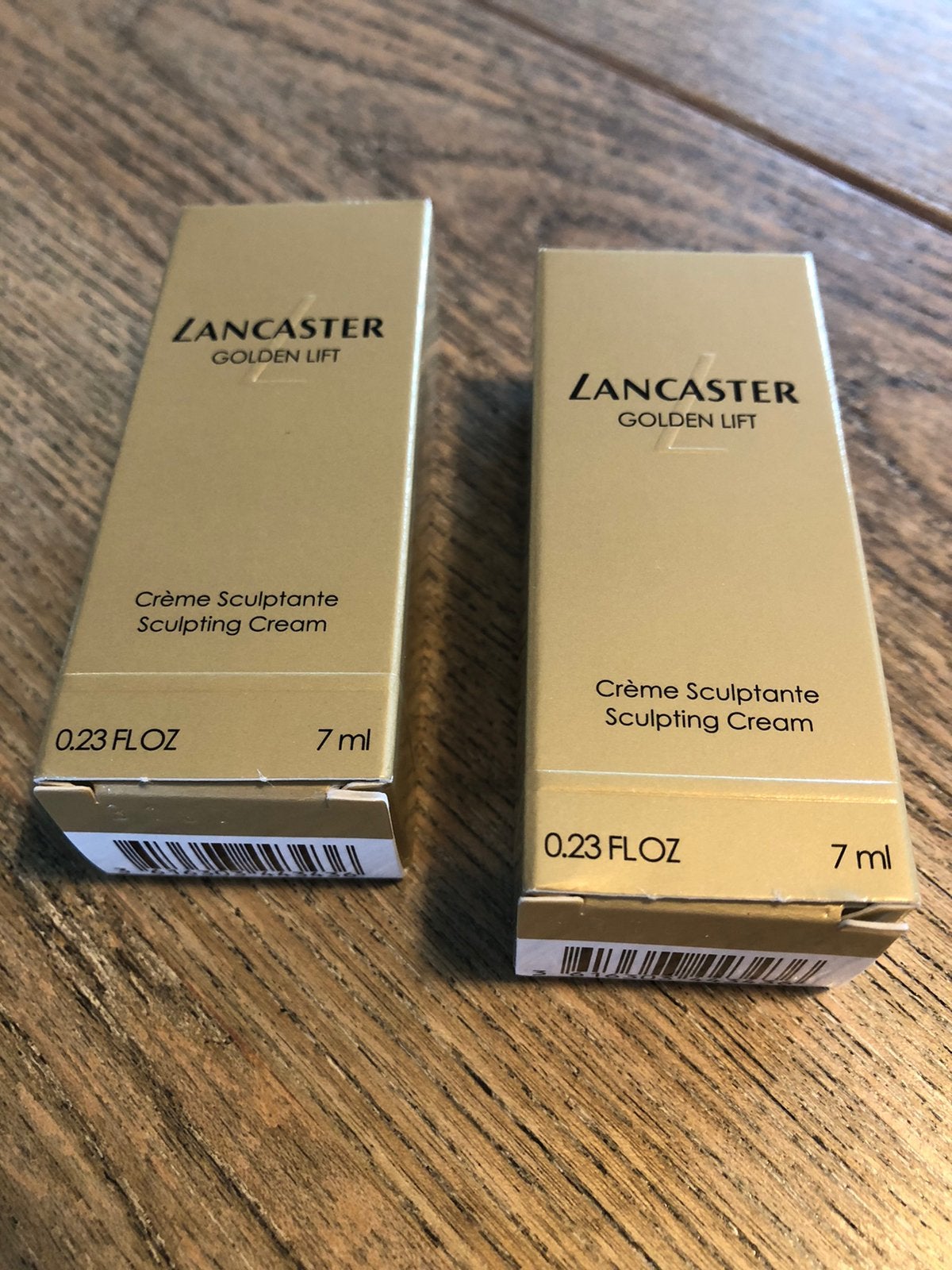 Lancaster Golden Lift cream. 2 minitubes., Ophalen of Verzenden, Nieuw, Gehele gezicht, Verzorging