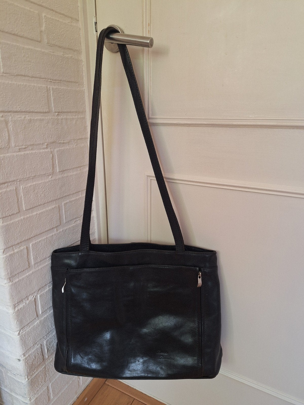 Zwarte leren shopper/werktas Renato Bernatini, Ophalen of Verzenden, Gebruikt, Zwart, Shopper