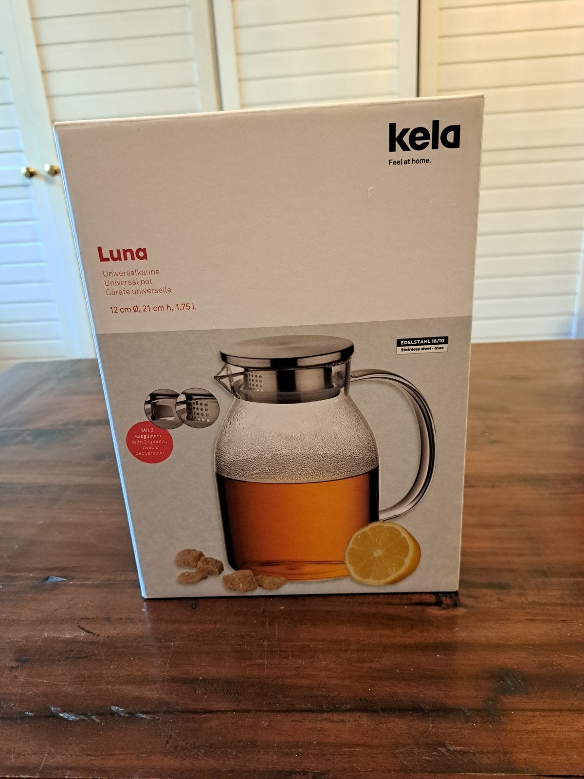 Kela Luna Universele Pot/Theepot met Zeef - 1.75L, Theepot/fluitketel, Glas, Ophalen of Verzenden, Zo goed als nieuw
