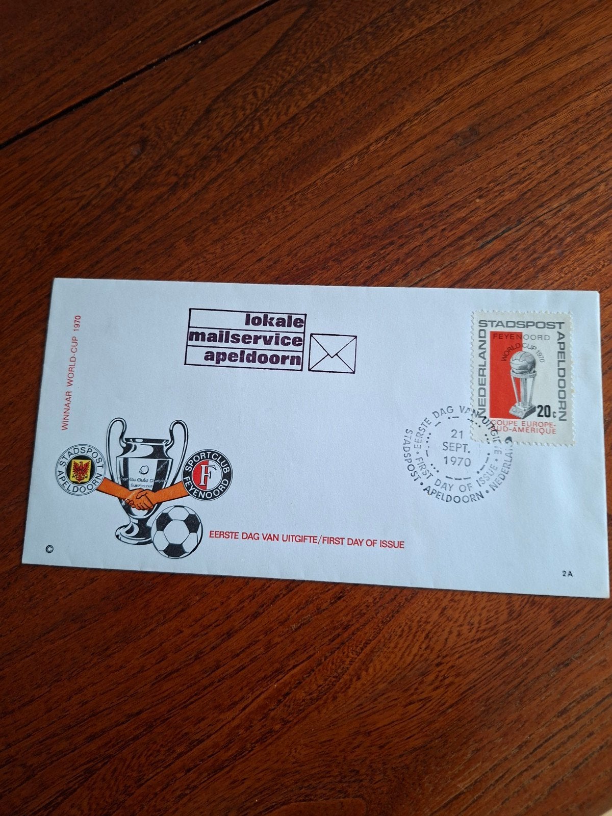 Feyenoord eerste dag envelop 21 september 1970, Ophalen of Verzenden, Feyenoord