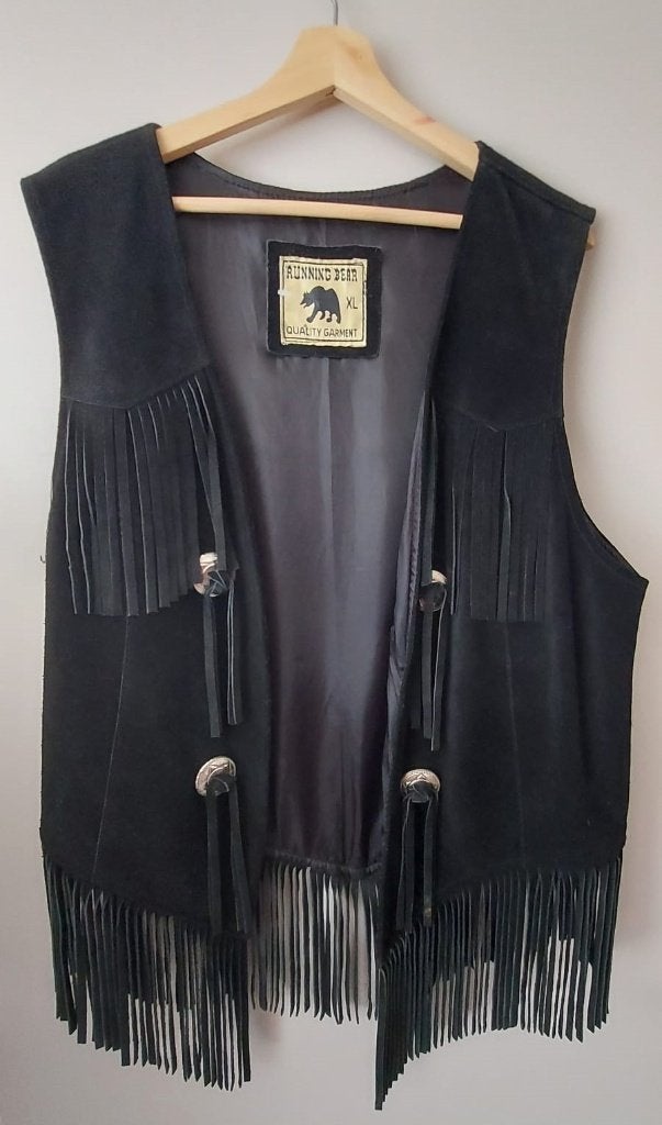 Running Bear Leren Franje Vest XL, Motoren, Overige typen, Heren, Ophalen of Verzenden, Running Bear
