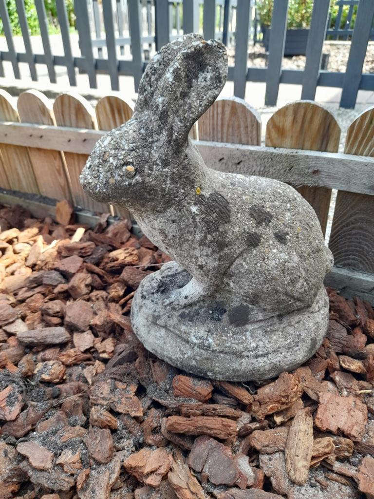 Tuinbeeld konijn van beton, Ophalen, Gebruikt, Beton, Dierenbeeld