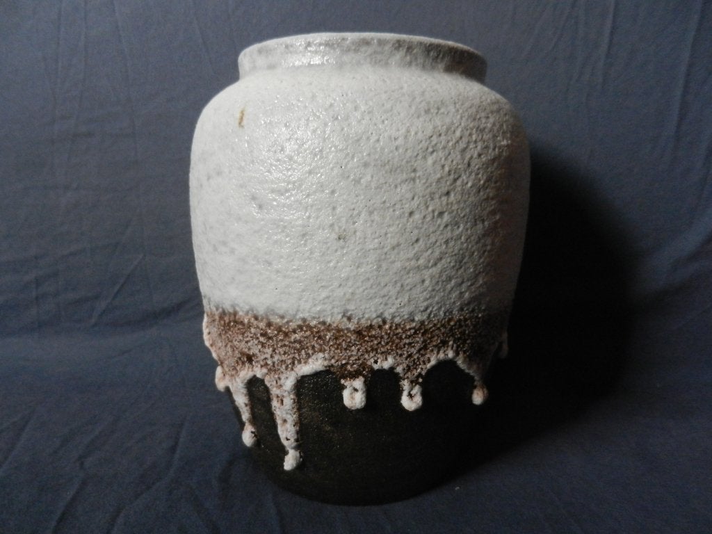 Grote wit en bruine vaas De Steenuil Rijswijk h. 21,1 cm. NW, Antiek en Kunst, Antiek | Keramiek en Aardewerk, Ophalen of Verzenden