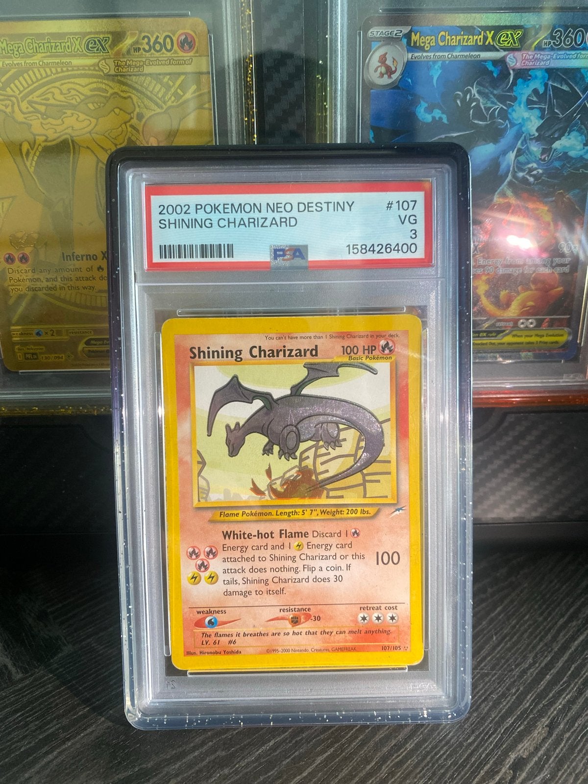 Shining Charizard PSA 3, Ophalen of Verzenden, Gebruikt, Losse kaart, Foil