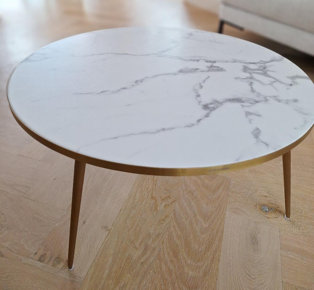 Pols Potten Marble Look tafel – wit met goud, Ophalen, Gebruikt, Hotel Chique tijdloos marmerlook, Rond