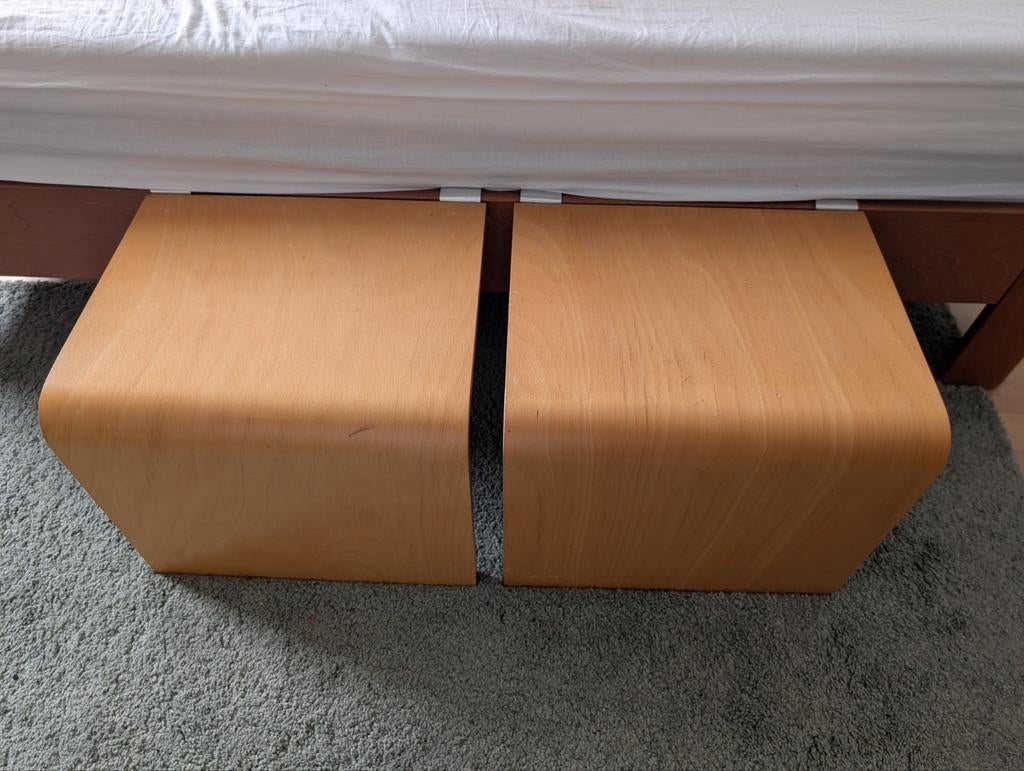 Auping Auronde aanhangtafeltjes beuken 34.5 cm, Ophalen of Verzenden, Gebruikt, Hout