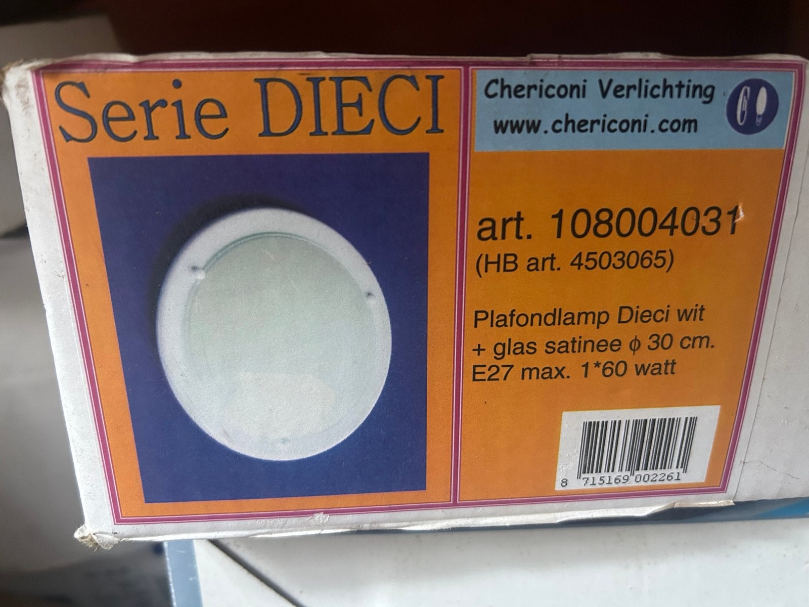Chericoni Plafondlamp Dieci wit, gesatineerd glas, E27, Ophalen of Verzenden, Nieuw, Glas