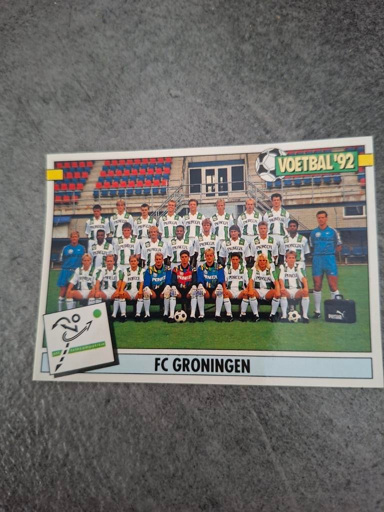 Panini sticker Voetbal 92. Teamfoto FC Groningen., Verzenden, Zo goed als nieuw, Sticker