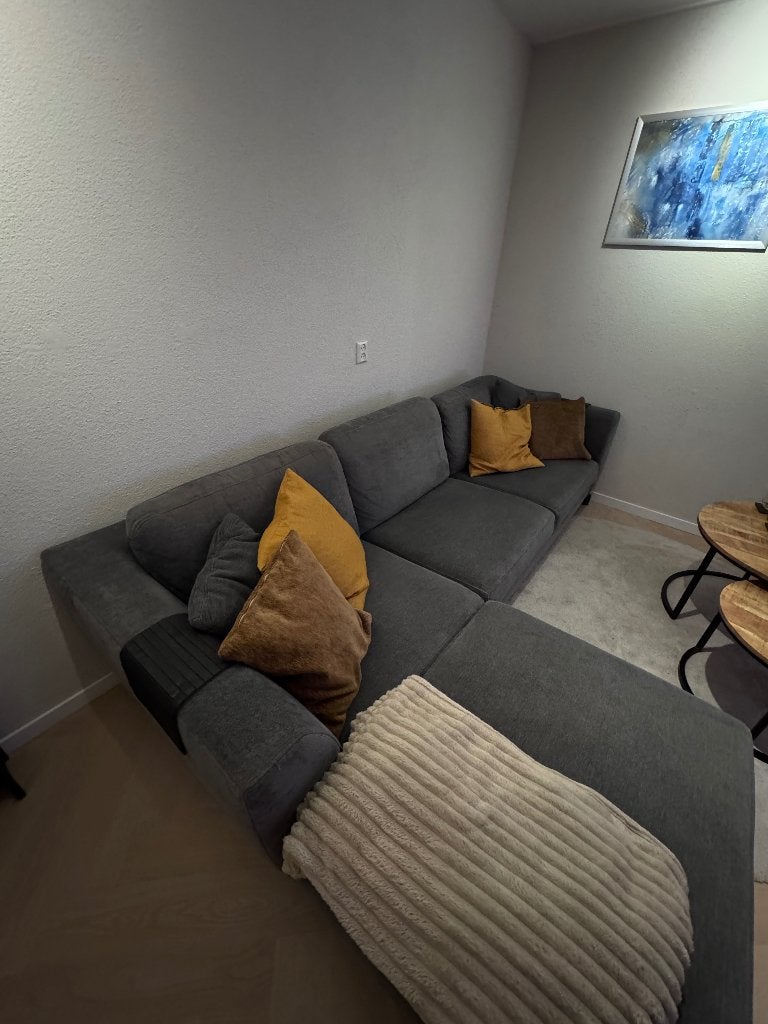 Bank 3,5 zits met chaise longue, Ophalen, 250 tot 300 cm, Gebruikt, 100 tot 125 cm