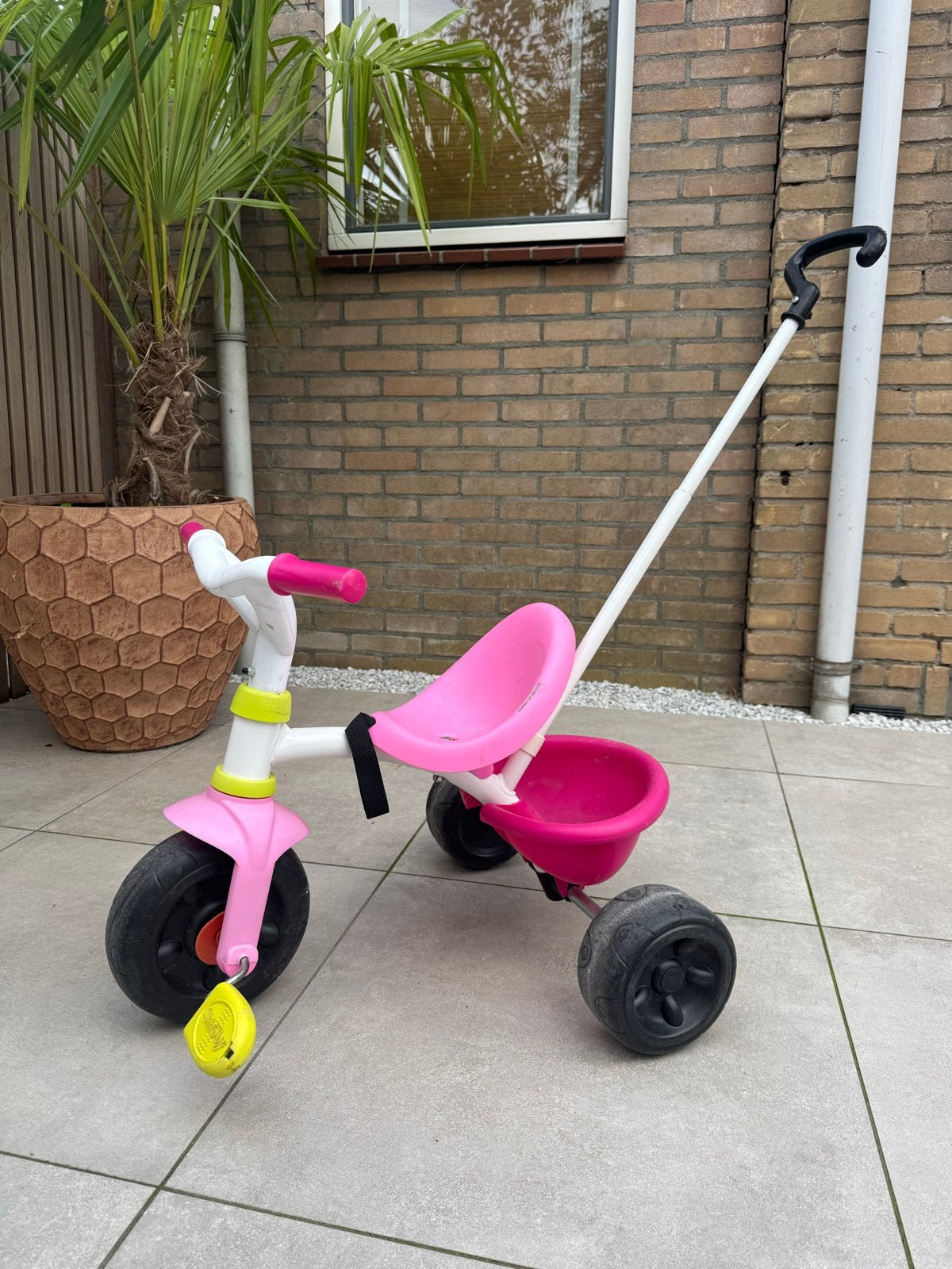 Smoby Roze driewieler met duwstang voor kinderen, Ophalen, Gebruikt, Duwstang