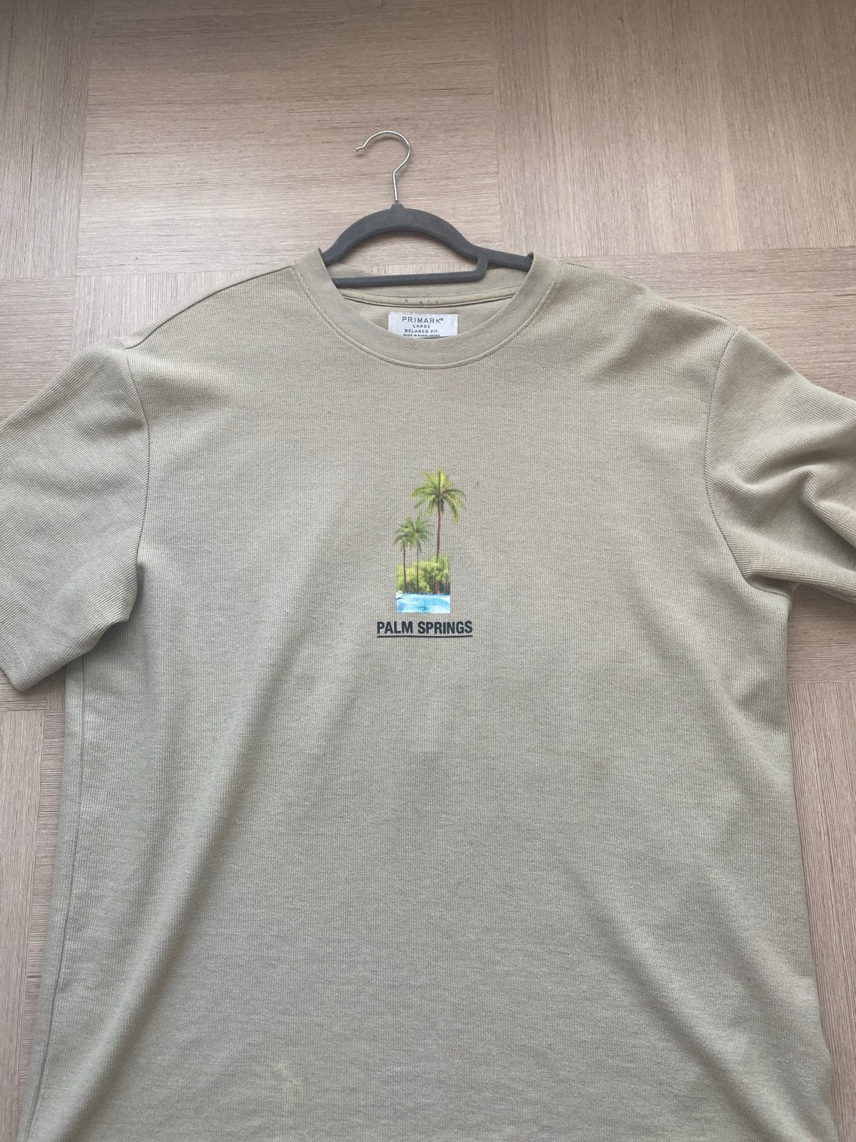 Palm Springs T-shirt - Maat L, Ophalen of Verzenden, Zo goed als nieuw, Maat 52/54 (L), Beige