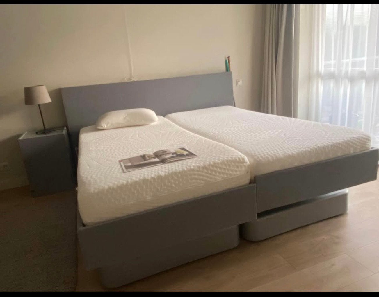 Boxspring Pure Jet 9804 hoog/laag bed, Ophalen, Zo goed als nieuw, Tweepersoons, 180 cm