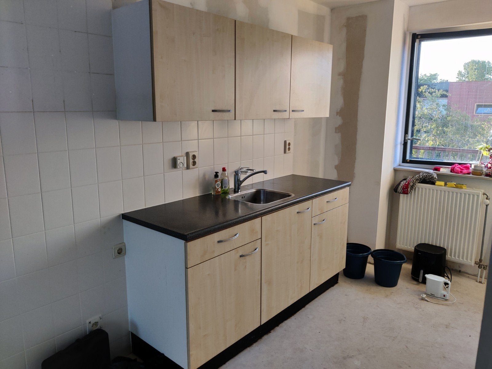 Keukenblok houtlook, in goede staat. Merk Keller/Bruynzeel, Ophalen, Gebruikt, Enkelwandige keuken, Kunststof