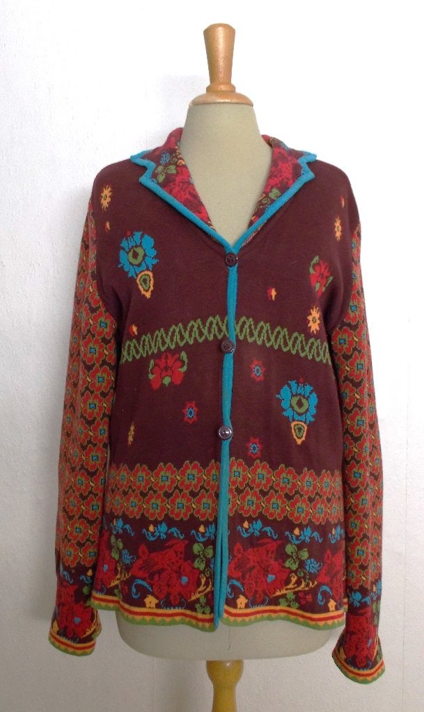 Folklore fleurige print dik katoenen vest! L, Kleding | Dames, Verzenden, Zo goed als nieuw, Maat 42/44 (L), Meerkleurig