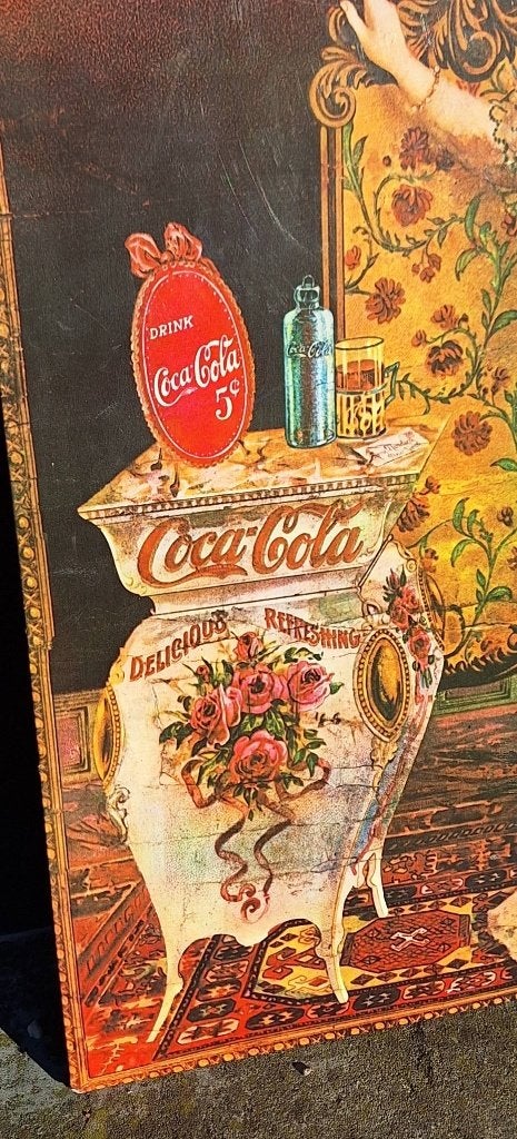 Mooie vintage blikken toonbank display Coca Cola reclame., Reclamebord, Gebruikt, ., Ophalen of Verzenden