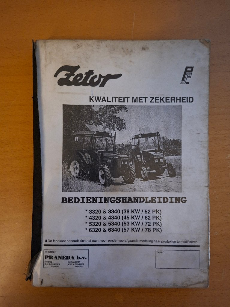 Handleiding Zetor 3320 3340 4320 4340 5320 5340, 6320, 6340, Boeken, Ophalen of Verzenden, Gelezen, Tractor en Landbouw