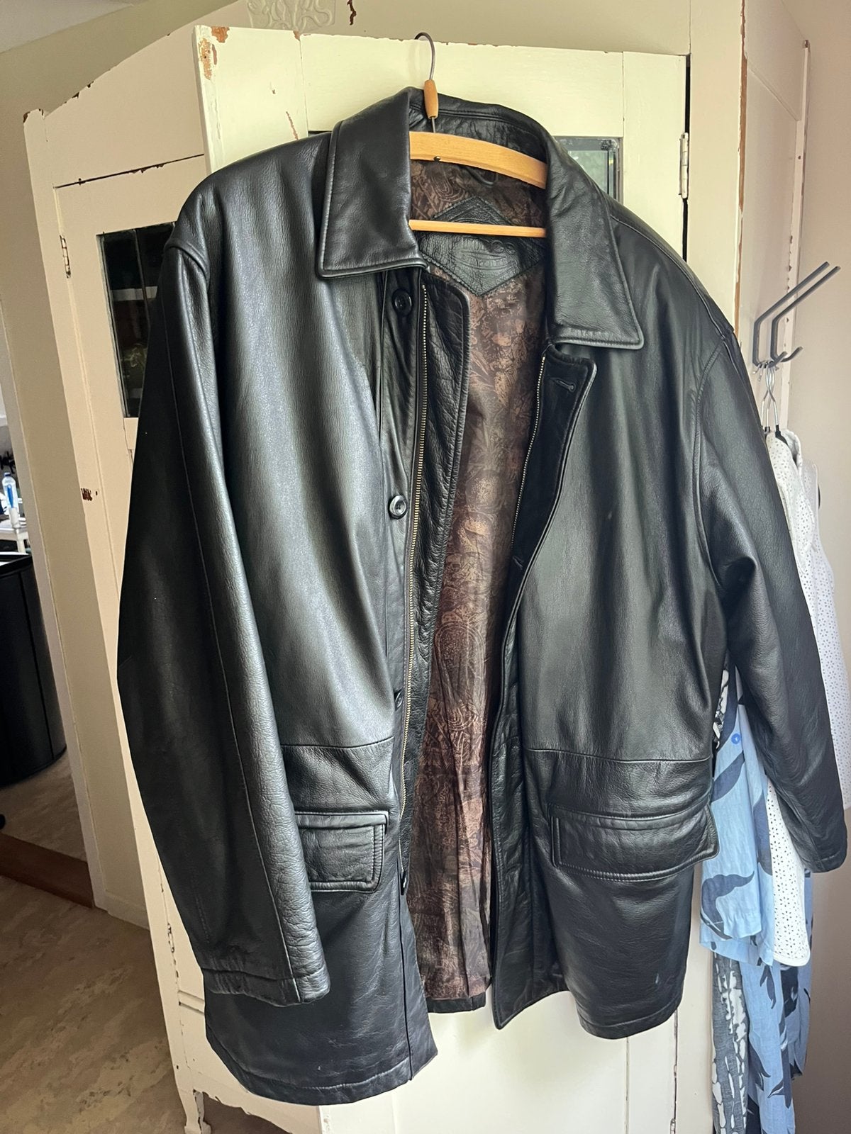Vintage leren jas, Kleding | Heren, Ophalen of Verzenden, Zo goed als nieuw, Maat 52/54 (L), Zwart
