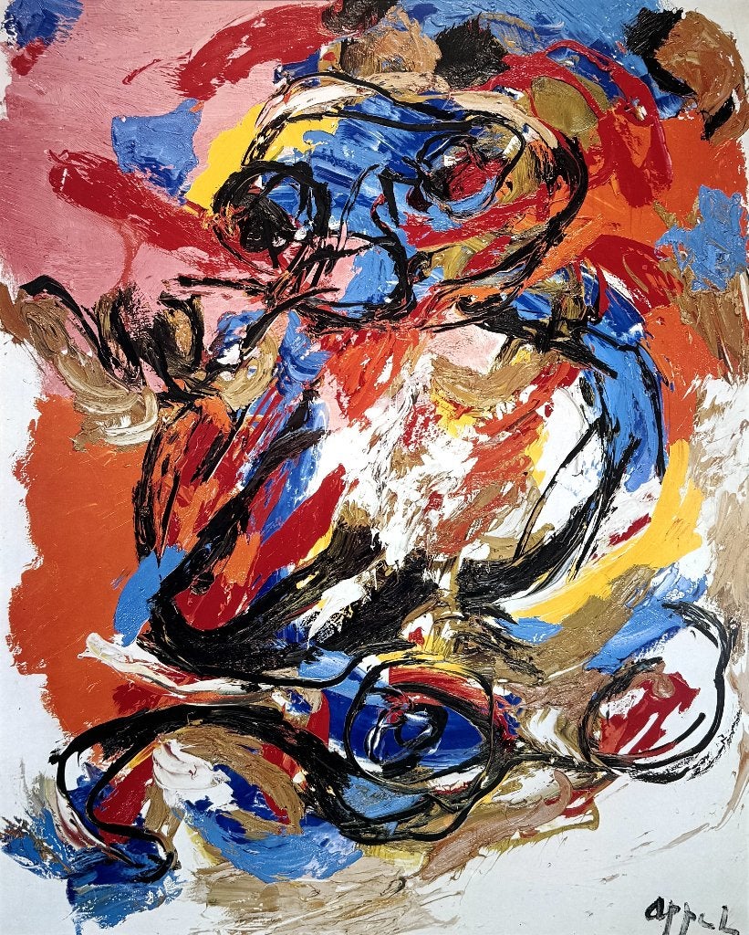60. Offset-kleurenlitho, Karel Appel – abstract gezicht, Ophalen of Verzenden