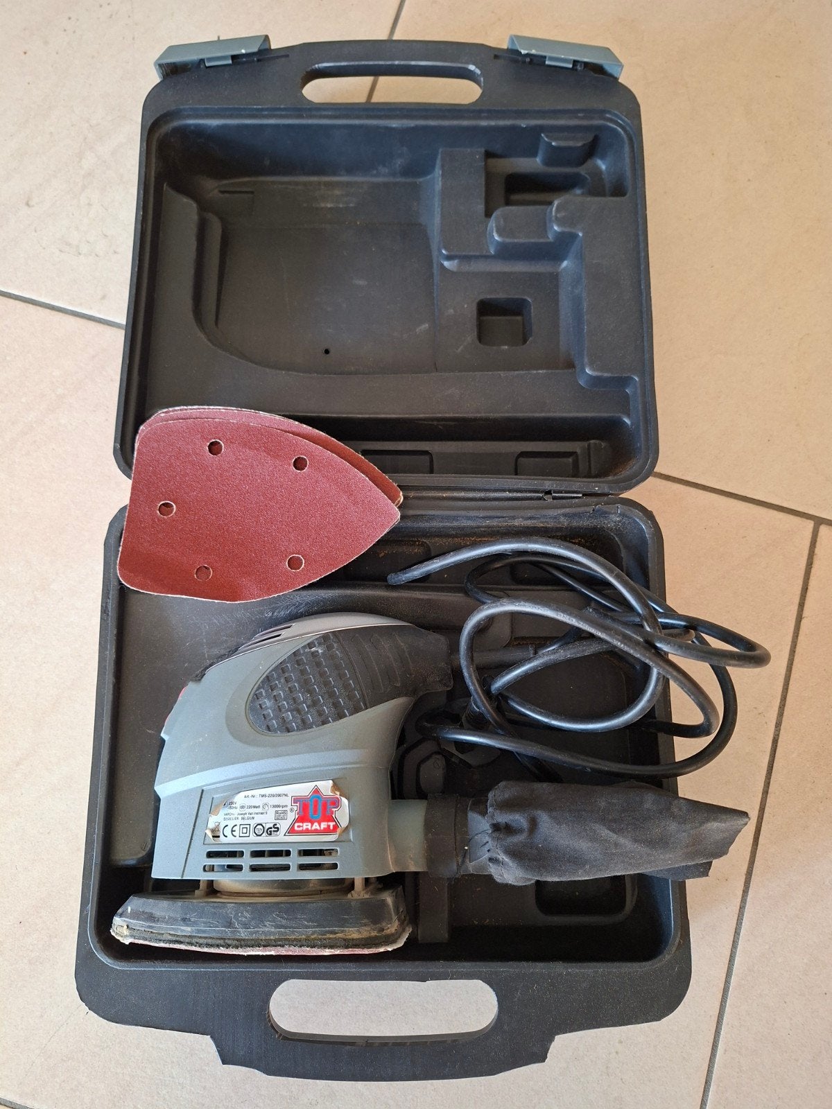 TOP CRAFT Vlakschuurmachine TMS-220/2007NL met koffer, Ophalen, Gebruikt, Minder dan 600 watt, Vlakschuurmachine